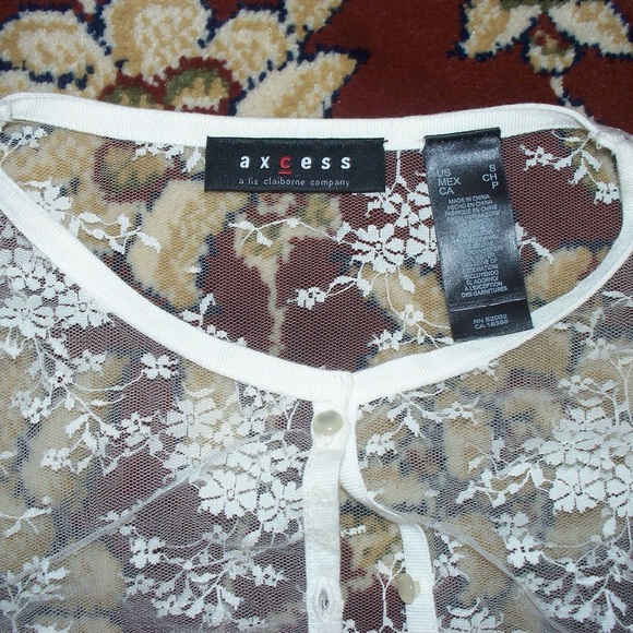 liz claiborne lace button up - Picture 3 of 5